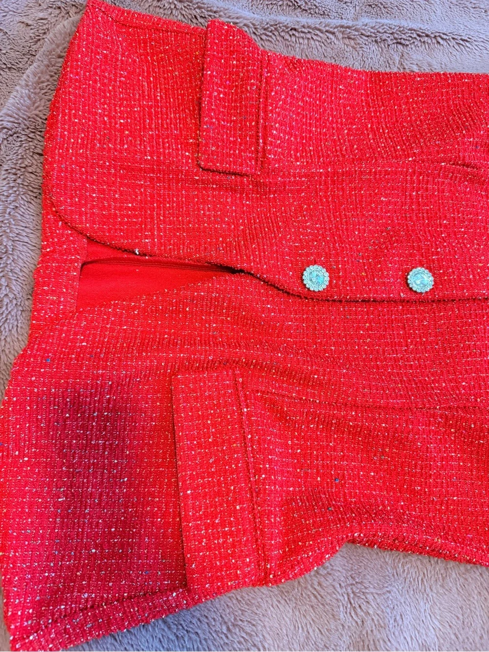 Women Red Knit Two-Piece Set - Strapless top and cropped pants Brand: maeve